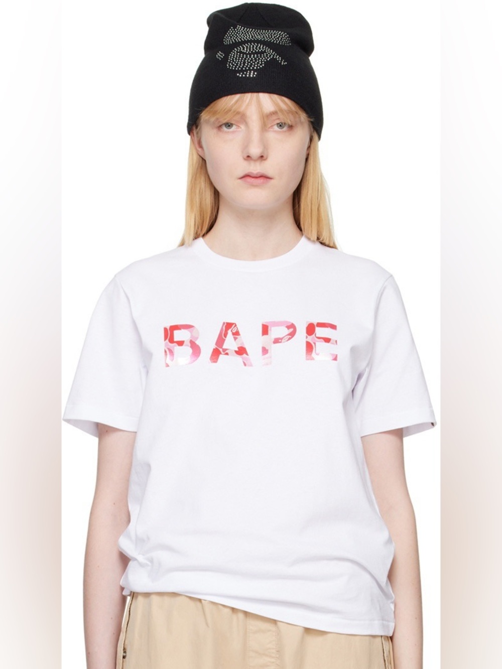 BAPE ABC Camo Logo Tee White Pink Women’s Size Small A Bathing Ape Japan